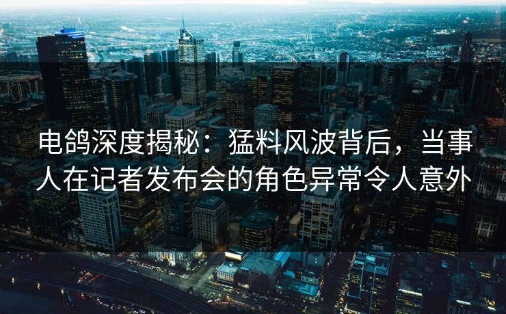 电鸽深度揭秘：猛料风波背后，当事人在记者发布会的角色异常令人意外