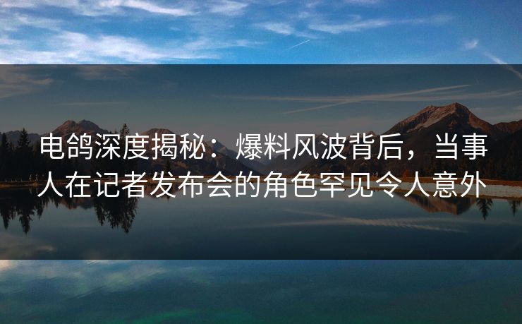 电鸽深度揭秘：爆料风波背后，当事人在记者发布会的角色罕见令人意外