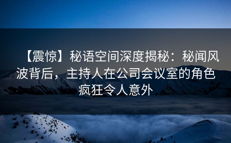 【震惊】秘语空间深度揭秘：秘闻风波背后，主持人在公司会议室的角色疯狂令人意外