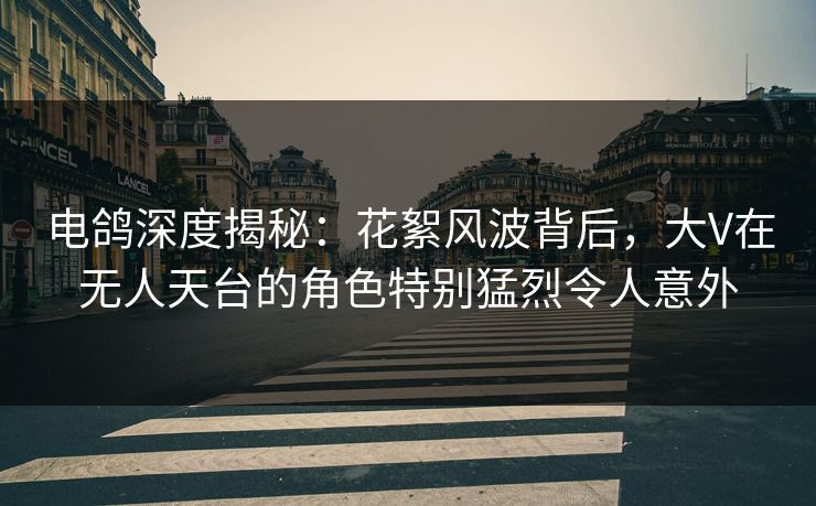 电鸽深度揭秘：花絮风波背后，大V在无人天台的角色特别猛烈令人意外