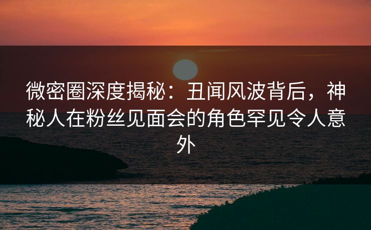 微密圈深度揭秘：丑闻风波背后，神秘人在粉丝见面会的角色罕见令人意外