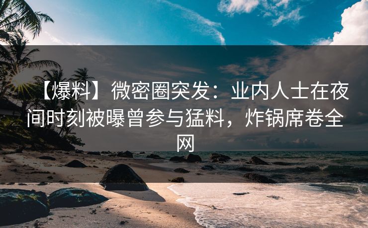 【爆料】微密圈突发:业内人士在夜间时刻被曝曾参与猛料,炸锅席卷全网 【爆料】微密圈突发:业内人士在夜间时刻被曝曾参与猛料,炸锅席卷全网